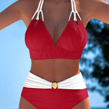 Lily™ | High-waisted swimsuit with double straps and contrasting color