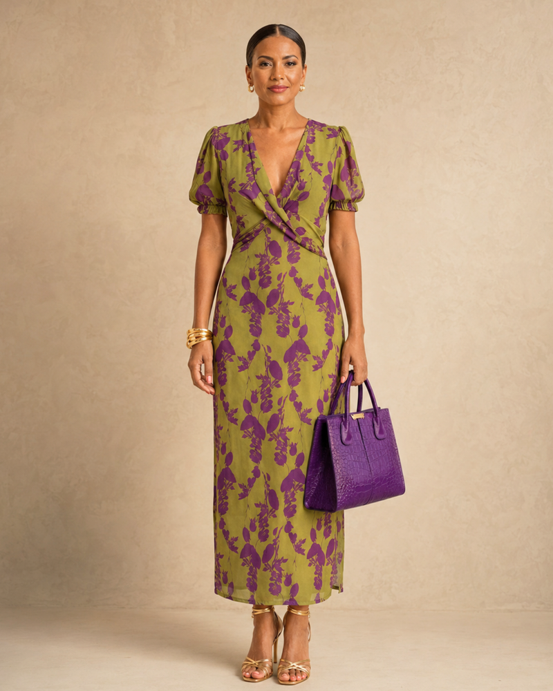 Maxi Floral Dress with Flowing Fall