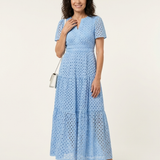 Brielle™ | Layered Midi Dress with V-Neck and Short Sleeves