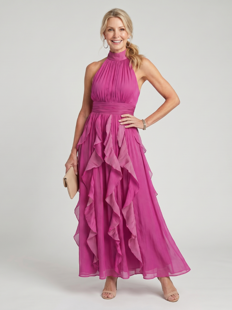 Orea™ | High Neck Ruffled Layered Maxi Dress