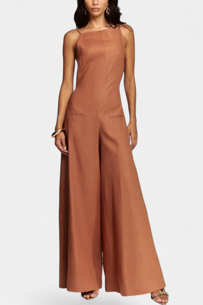 Belén Wide-Leg Halter Jumpsuit with Radiant Fall