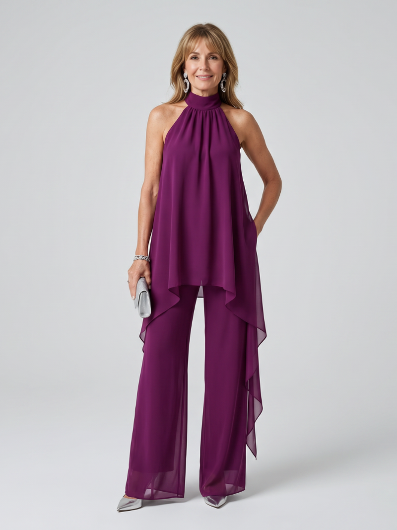 Bearim™ | Asymmetrical Tunic Set with Halter Neck