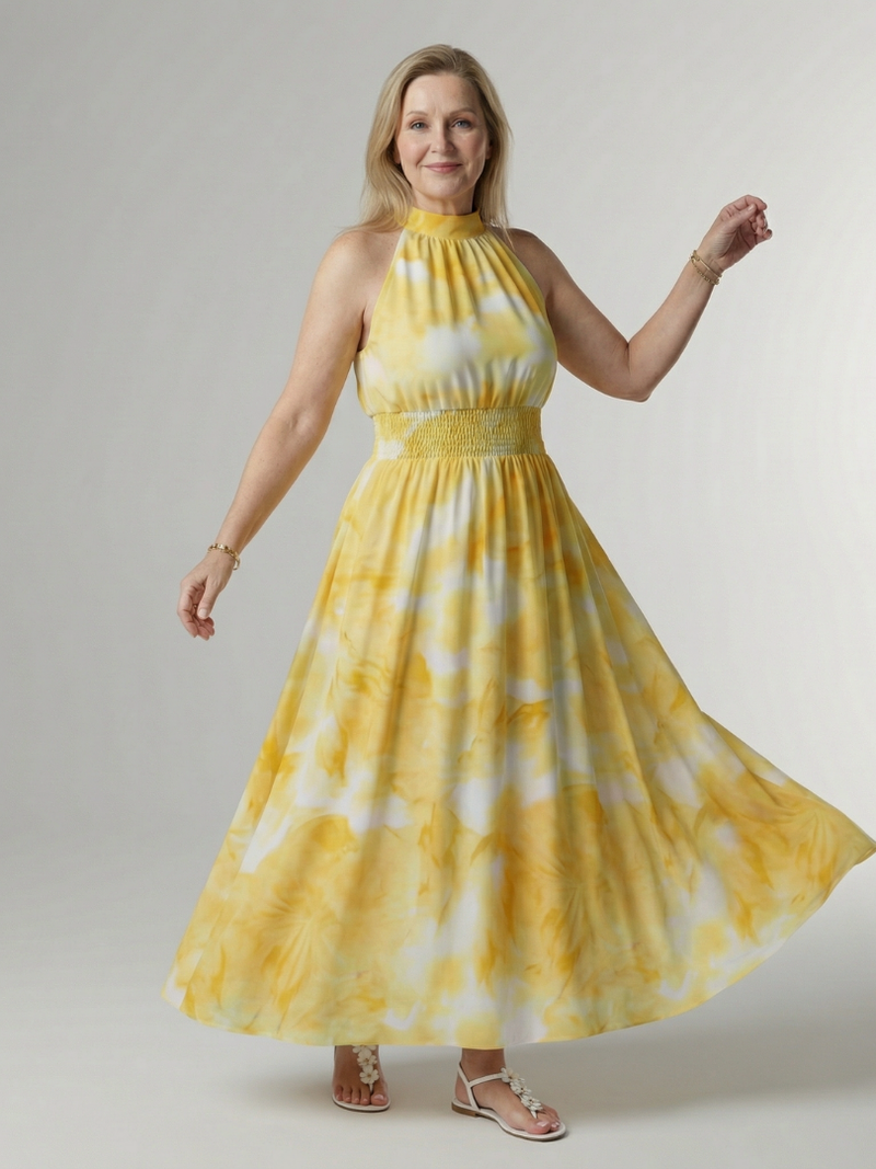 Sylin™ | Gathered Halter Midi Dress