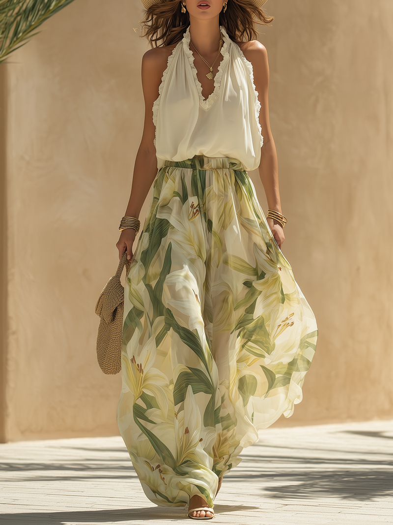 Lysandra | Elegant Lily Printed Fluid Set