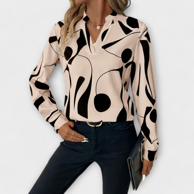 Katherine | Elegant Long Sleeve Blouse with V-Neck