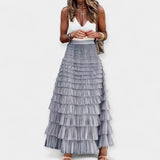 Boho skirt with satin details and open fabric