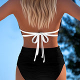 Lily™ | High-waisted swimsuit with double straps and contrasting color
