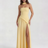 Strapless Long Dress with Slit