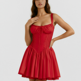 Short dress with corset and flowy skirt
