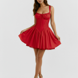 Short dress with corset and flowy skirt