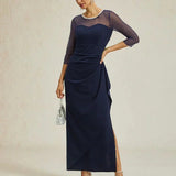 Fitted midi dress with draping