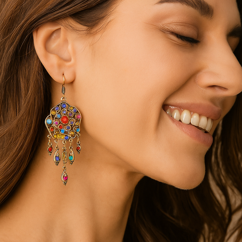 Beatrix – Colorful Bohemian Earrings with Charm