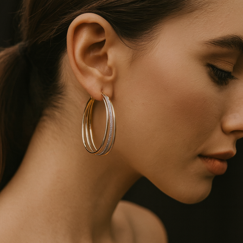 Lia – Gold Retro Style Circular Earrings