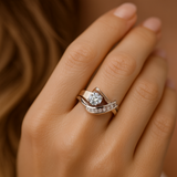 Karla - Asymmetrical Vintage Ring in Gold and Silver with Cubic Zirconias