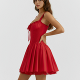 Short dress with corset and flowy skirt
