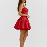 Short dress with corset and flowy skirt