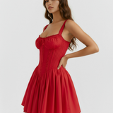 Short dress with corset and flowy skirt