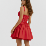 Short dress with corset and flowy skirt