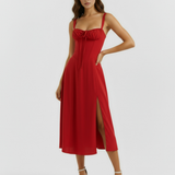Midi dress with corset and slit
