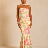 Faith | Strapless Floral Watercolor Long Dress