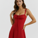 Midi dress with corset and slit