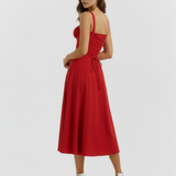 Midi dress with corset and slit