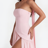 Strapless Long Dress with Slit