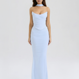 Long fitted dress with choker