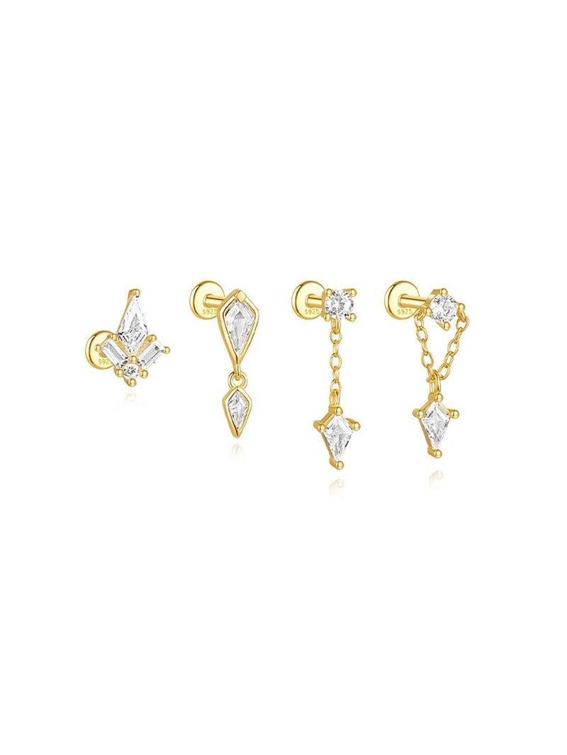 Jana – Gold earrings with an elegant design of fine lines