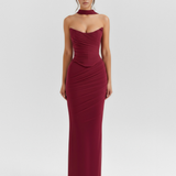 Long fitted dress with choker