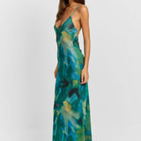 Long watercolor print dress