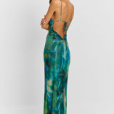 Long watercolor print dress