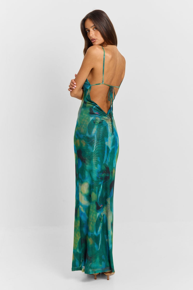 Long watercolor print dress