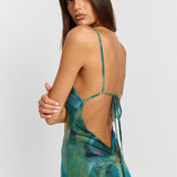 Long watercolor print dress
