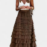 Boho skirt with satin details and open fabric