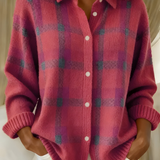 Ugnė - Soft Knit Shirt with Checkered Pattern