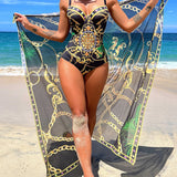 Valeria™ | one-piece swimsuit with push-up effect and matching beach skirt