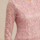 Midi dress with lace and three-quarter sleeves