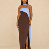 Ayanda | Two-tone draped long dress