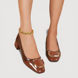 Livana™ | Crocodile Effect Square Heels