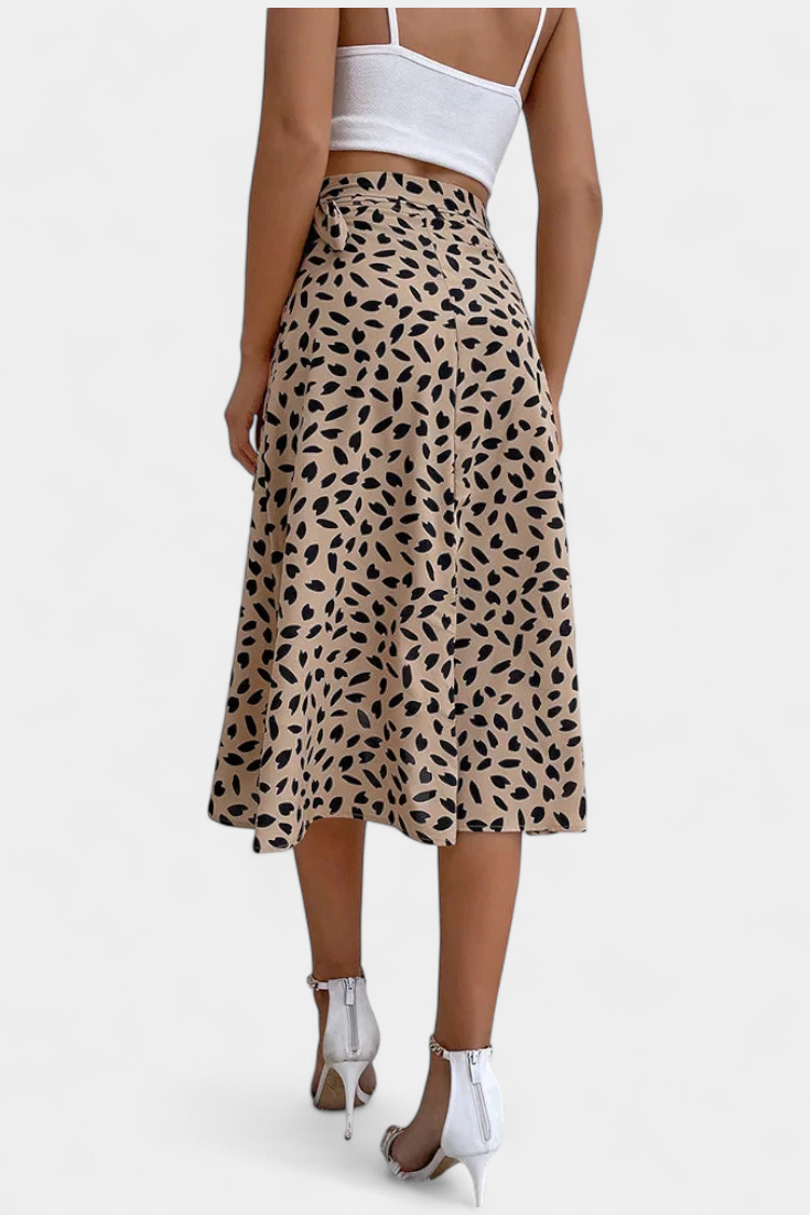Camila Boho Wrap Skirt with Asymmetrical Print