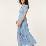 Brielle™ | Layered Midi Dress with V-Neck and Short Sleeves