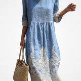 Tereza - Dress with Plant and Flower Embroidery