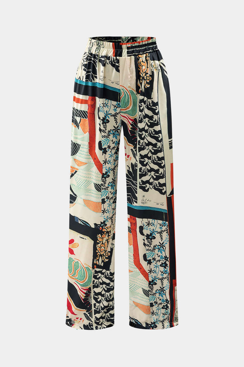 Maple High-Waisted Straight Leg Pants with Floral Print