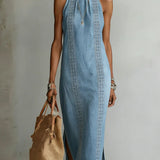 Xoliswa | Soline | Abito in denim con pizzo rétro