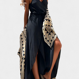 Donatila Washed Cotton Jumpsuit with Side Openings and Crossed Neckline