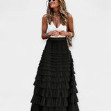 Boho skirt with satin details and open fabric