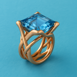 Elizabeth - Vintage rose gold ring with blue zirconias