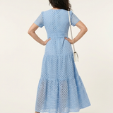 Brielle™ | Layered Midi Dress with V-Neck and Short Sleeves