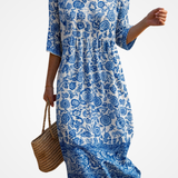 Luna - Round Neck Maxi Dress with Embroidery